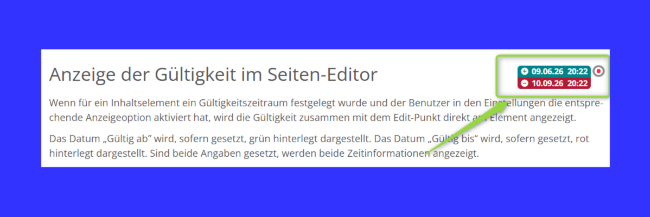 Anzeige Gültigkeit (c) MH Anzeige Gültigkeit