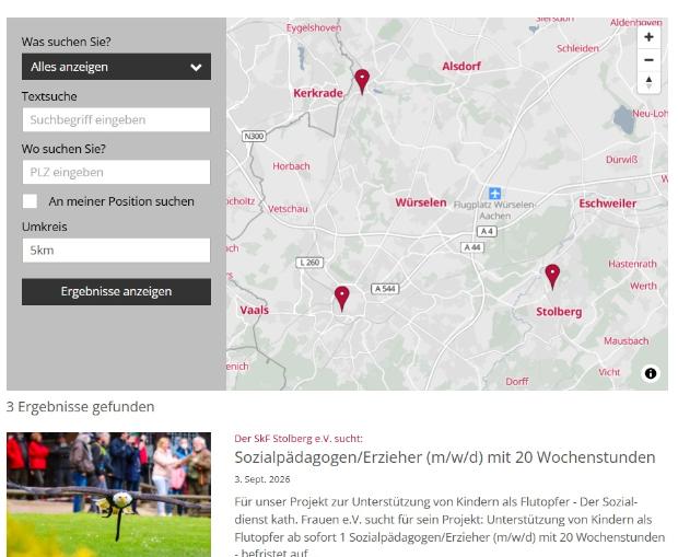 Stellenangebote als Karte